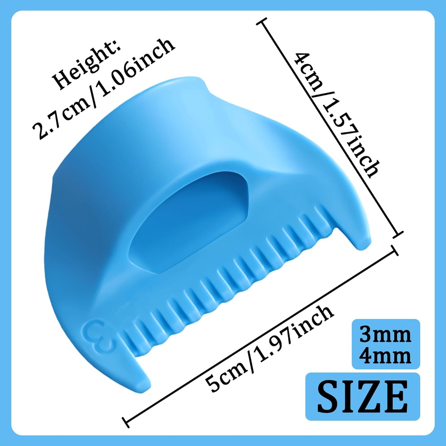 2 PCS Edge Lock Seam Guide, Mini Sewing Finger Ruler for Hand Sewing, DIY Sewing Kit Tool, Sewing Needle Gauge Measuring Guide Blue, 3mm+4mm