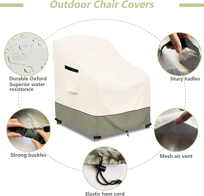 Outdoor Chair Covers 32" W x 34" D x 34" H,600D Heavy Duty Waterproof Patio Chair Cover,Outdoor Furniture Covers for Lawn/Garden Chiar