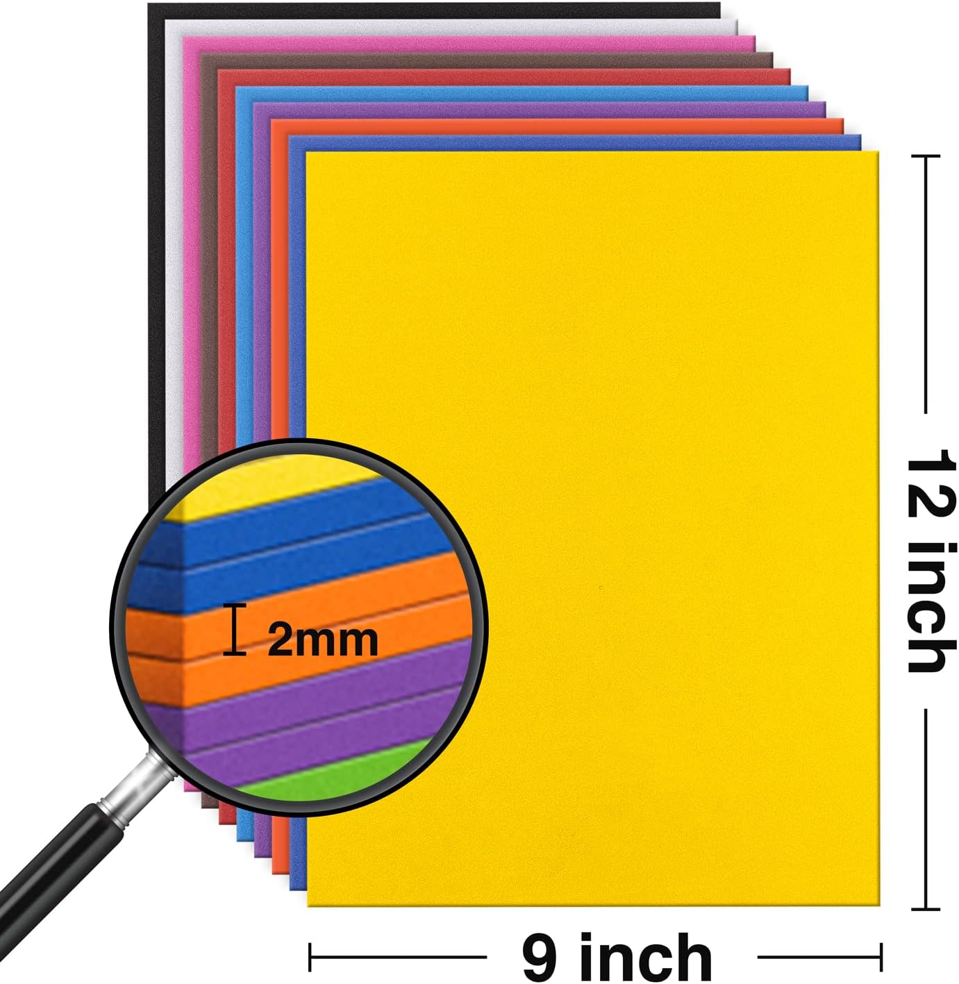 MEARCOOH Foam Sheets Crafts 9x12 Inch 10 Colors 2mm Eva Color Craft Foam Paper for Crafts Project Preschoolers Classroom Scrapbooking DIY Cosplay(10 Sheets)