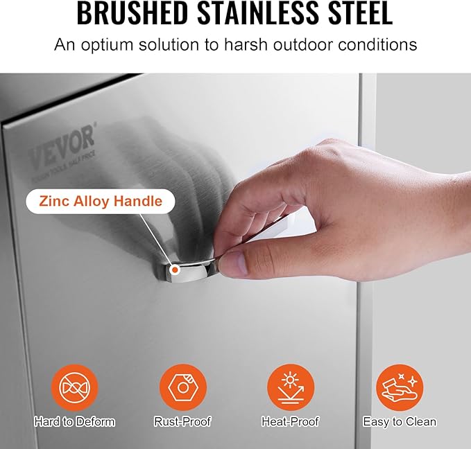 VEVOR Outdoor Kitchen Trash Drawer 16Wx22Hx16 D, Propane Tank Drawer, Stainless Steel Pull Out Trash with Handle, Outdoor Kitchen Cabinets Can Pull Out, BBQ Island Bin