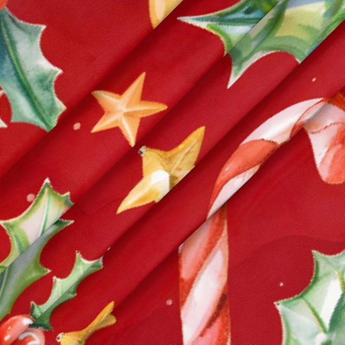 Christmas Ruffle Star Candy Round Table Cloth Cover, Elastic Edge Waterproof Wipeable Tablecloths 36"-42" Polyester Tablecloth for Party Restaurant Banquet Holiday Camping Outdoor Picnic