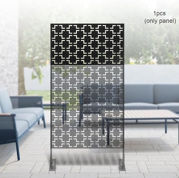 Metal Outdoor Privacy Screen,Freestanding Outdoor Divider Decorative Privacy Fence Screen,Freestanding Decorative Privacy Screen for Balcony Patio (23.6 * 46 * 0.7inch)