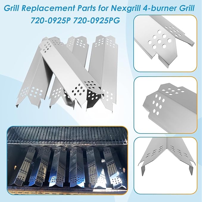 Replacement Parts for Nexgrill 4 Burner 720-0925P 720-0925 720-0925PG, Grill Grates Heat Shield and Burner Kit for Nexgrill Replacement Parts 4 Burner 720-0925P
