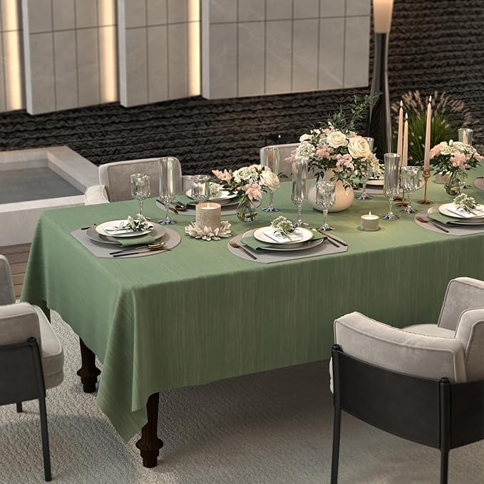 Sage Green Table Cloth 60 x 120 Inch, Rectangle Waterproof Tablecloth, Jacquard Texture Fabric Table Cover for Birthday Party Dining, Farmhouse, Wedding, Buffet - Sage Green, Spring