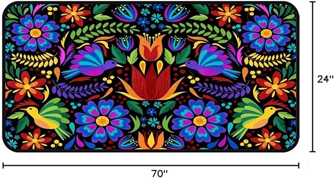 Floral Mexican Birds Doormat Area Rugs Floor Mat for Patio Front Door Entry Garage Kitchen Bathroom 72x24 in