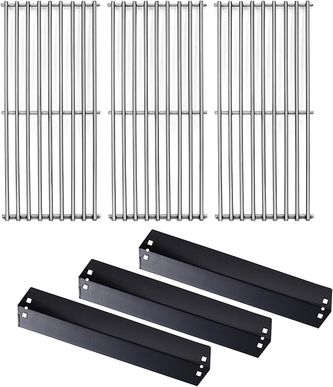 95051 Porcelain Steel Heat Plate and 19.75" Stainless Steel Grill Grate Replacement Parts for Chargriller Charcoal 3001, 3008, 3030, 4000, 5050, 5252, 5650,9020 Gas Grill
