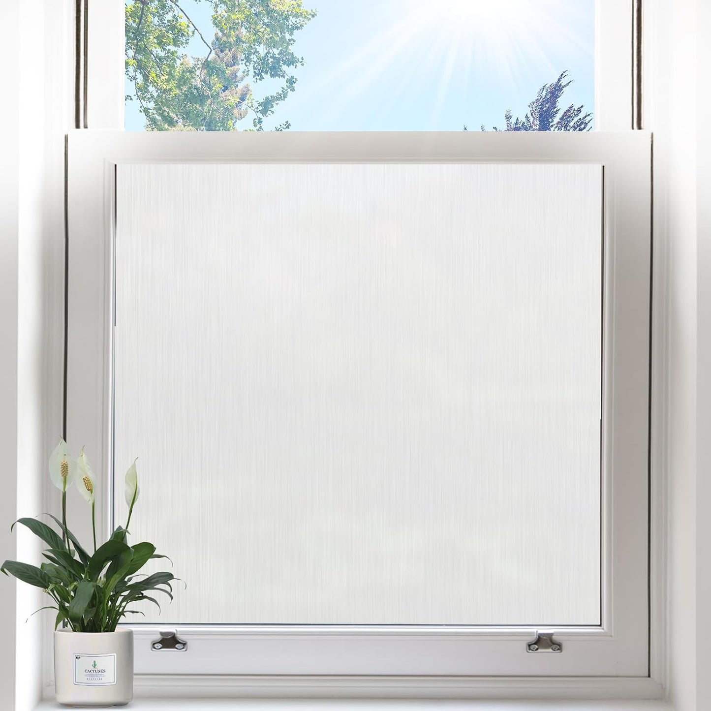 Privacy Window Film Static Cling, Frosted Glass Decorative Window Film with 96% UV Blocking, Non-Adhesive Removable Window Cling for Home Office Bathroom, 29.5 x 78.7 Inches, White