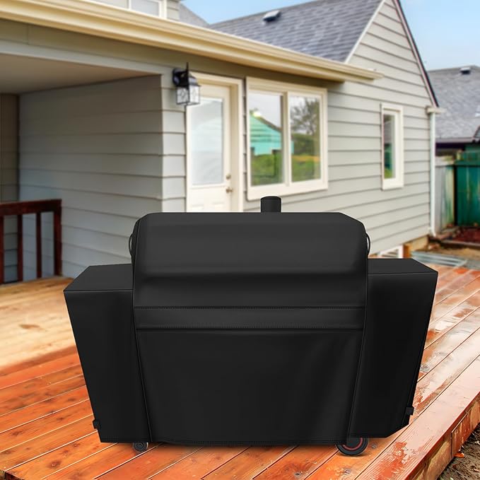 Heavy-Duty 600D Grill Cover fit for Nexgrill Oakford 1150 Pro Offset Smoker and 3-Burner Propane Gas Grill, Nexgrill Oakford 1150 Pro Grill Model 810-0072 Cover