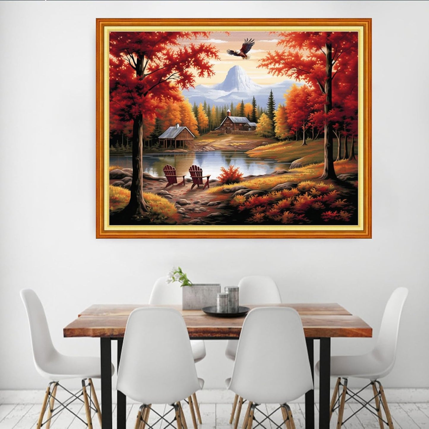 Dooxvey Cross Stitch Kit for Adult Beginners - Full Range of Stamped Kits with 11CT Patterns - Autumn Harvest Scenery (16x20 inch)