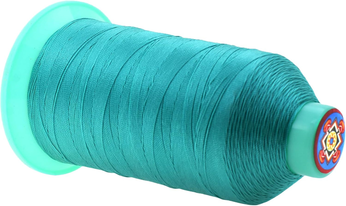 Mandala Crafts Bonded Nylon Thread Turquoise Heavy Duty Sewing Threads - 1250 YDs Size 138 420D T135 Tex 135 Thread for Leather Jeans Weaving Outdoor Marine Upholstery Threads