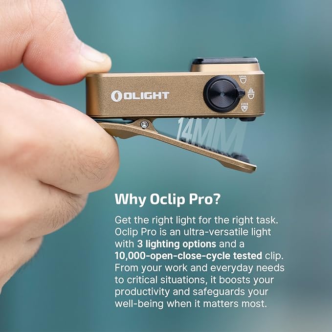 OLIGHT Oclip Pro EDC Flashlight Clip-on Light, Rechargeable 500 Lumens with Three Lighting Solutions Type-C Charging, Magnetic Flash Lights for Outdoor or Indoor Use(Ancient Script)