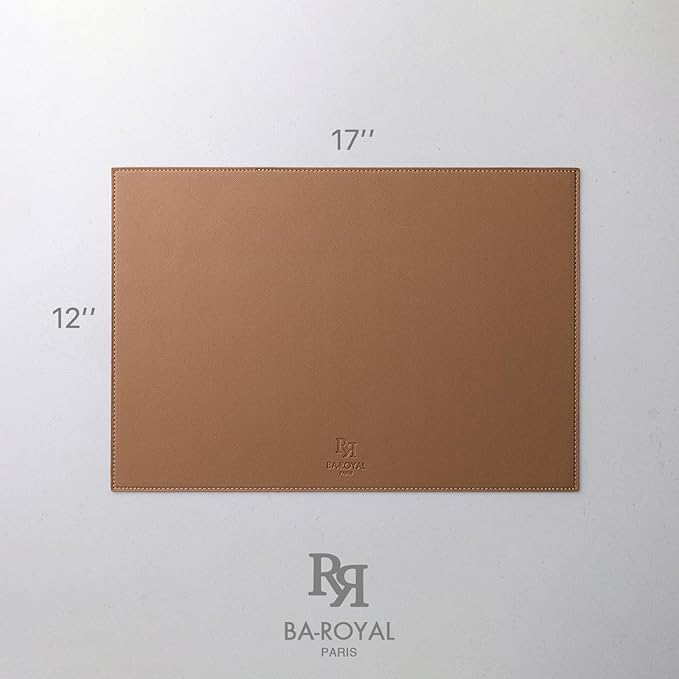 Faux Leather Placemats Set of 12 Vinyl Washable Wipeable Table Mats for Kitchen Dining Table Heat Resistant Waterproof Indoor/Outdoor Placemats Non-Slip Easy Clean Place Mats (British Khaki)