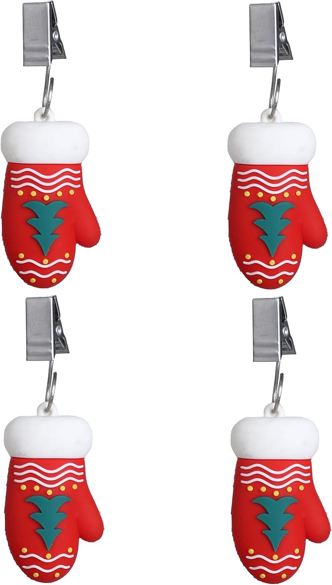 TwoFish Home Set of 4 Xmas Glove Tablecloth Weight Clamps Xmas Glove Decoration Tablecloth Weight Clamps Pack of 4