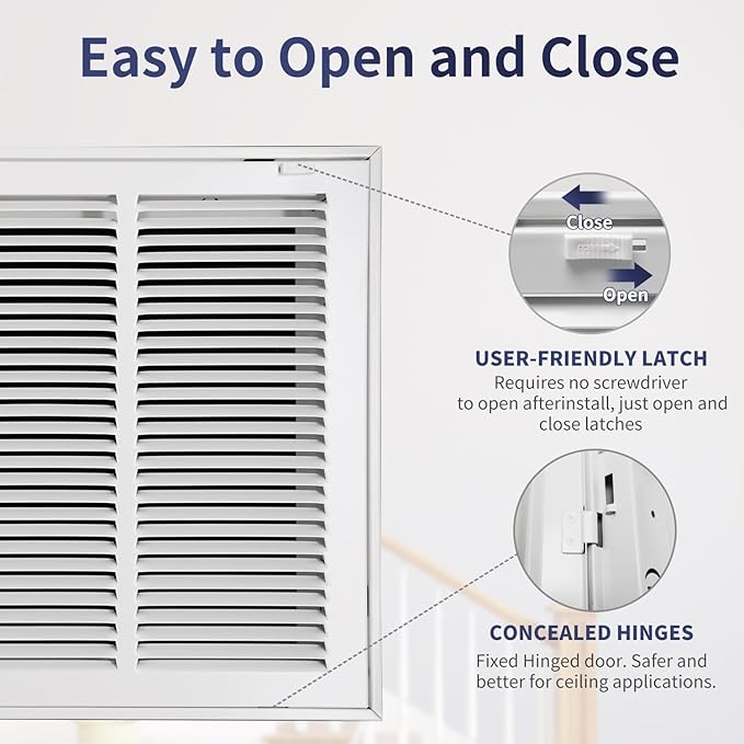 24"W x 14"H [Duct Opening Size] Steel Return Air Filter Grille - Removable Face/Door for 1 inch Filters -HVAC Vent Cover Grill - White [Outer Dimensions: 26 5/8"W X 16 5/8"H]