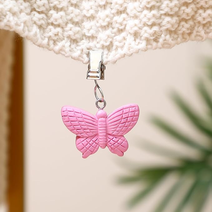 TwoFish Home Set of 4 Pink Butterfly Tablecloth Weights Clips Pink Butterfly Handicraft Tablecloth Clamps Pack of 4