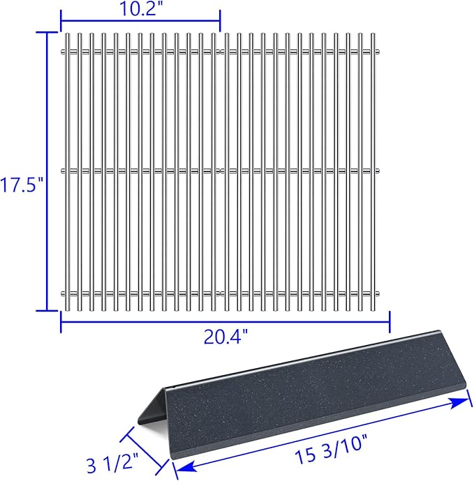 Grill Grates Grill Parts for Weber Spirit Grill I II E-210, S-210, E-220, S-220 with Front-Mounted Control Panels, 7635 7637 Porcelain Steel Flavorizer Bars Grid Replacement Spirit 200 Series