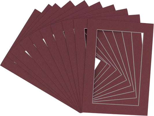 Poster Palooza 11x14 Mat for 8.5x11 Photo - Precut Maroon Picture Matboard for Frames Measuring 11 x 14 Inches - Bevel Cut Matte to Display Art Measuring 8.5 x 11 Inches - Acid Free Pack of TEN MATS