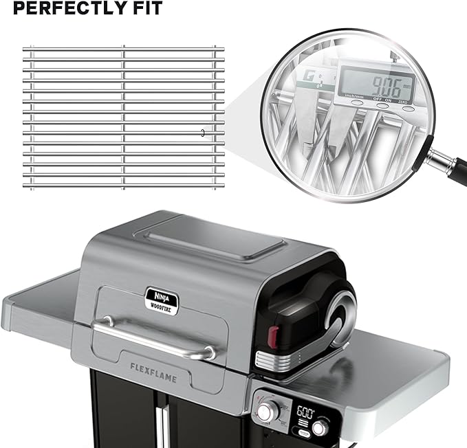 SUS304 9MM Stainless Steel Grill Grates for Ninja FlexFlame PG300 Series,XSKGRILLGRATE Upgrades Premium Grill Grates Durable,Easy to Clean,Heat Retaining,Upgrade for FlexFlame Grill Accessory,Set of 2