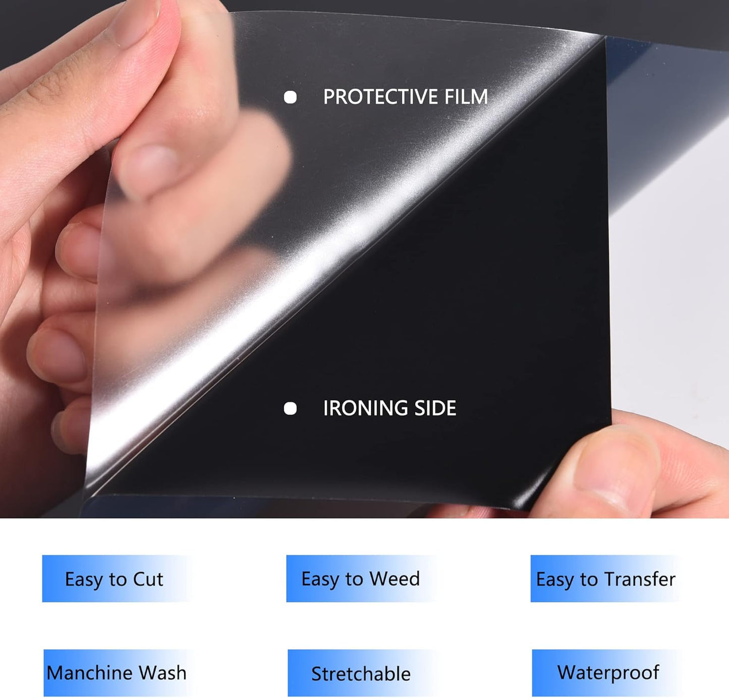 HTV Iron on Vinyl 12Inch by 25ft Roll Heat Transfer Vinyl for T-Shirt HTV Vinyl Rolls for All Cutter Machine - Easy to Cut & Weed for Heat Transfer Design (25ft, Black)