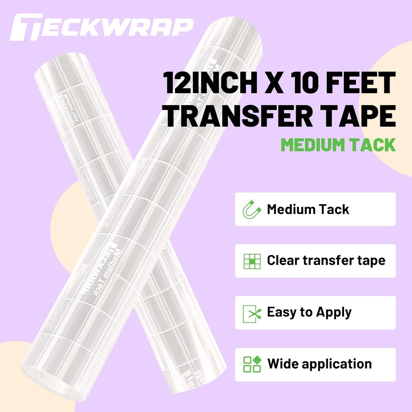TECKWRAP Clear Transfer Tape for Vinyl -12INCH x 10 FT,White Alignment Grid for Heat Transfer Vinyl, Printable HTV, DIY Decals, Signs, Stickers, Adhesive Vinyl