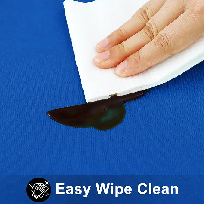 Smiry Round Table Cloth 60 Inch, Waterproof Wipeable Vinyl Tablecloths Protector, Oil Spill Proof Plastic Table Cover for Dining, Picnic, Camping, Outdoor, Blue