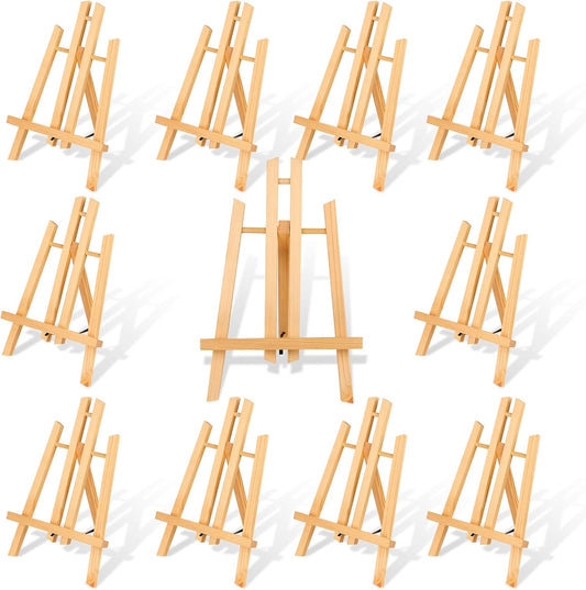 10 Pack 11.8" Wooden Easel, Easel Stand for Painting, Tabletop Easel for Artist/Students/Beginners, Portable Canvas Photo Picture Sign Holder