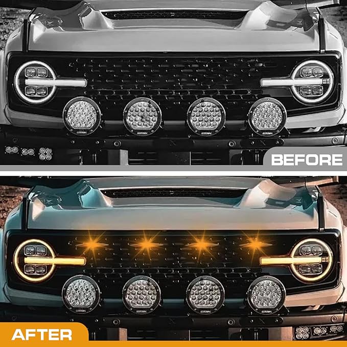 4 PCS Grill Led Lights, Amber Raptoor Grille Lights Plug Play Car Accessories for Toyota 4Runner 2014-2024 TRD Pro Grille and 2014-2019 SR5, Premium, Limited, TRD Off-Road (Black)