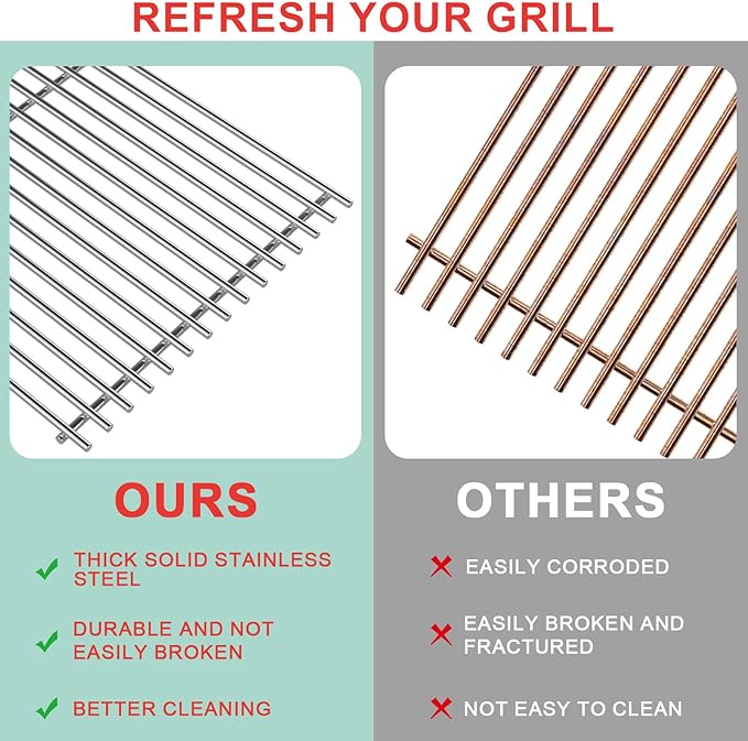 66033 66041 Flavorizer Bars and 66097 66089 Grill Grates for Weber Genesis II 400 & II LX 400 SER, Stainless Steel Replacement Parts for Weber Genesis 2 LX E-440,E-435,S-435 SE-410 Grill Parts