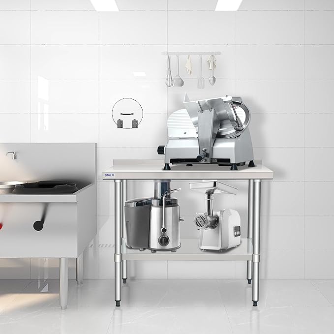 HARDURA Stainless Steel Table with Backsplash Metel Prep Table Commercial Kitchen Workbench 24x48 Inches NSF