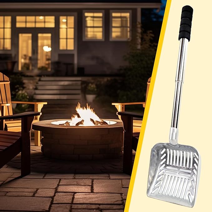 Hollow-Out Ash Sifter - Heat-Resistant Metal Coal Scoop, Adjustable Fire Pit Scoop, Fireplace Ash Sifter Oven Shovel | Fireplace Tools for Woodstove to Separate Coals Outdoor Wood Stove BBQ Campfire