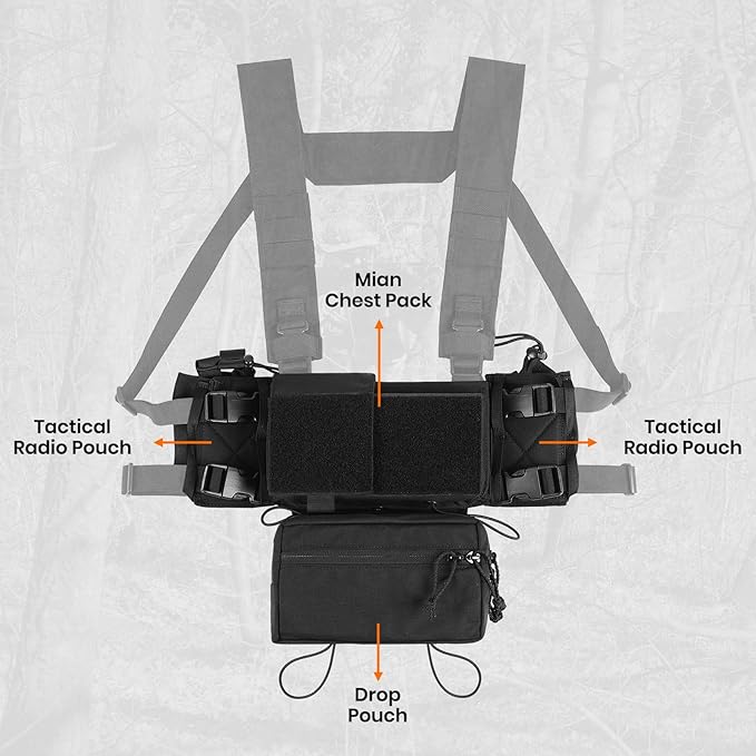 Tactical Chest Rig, MOLLE Compatible Plate Carrier System, 5.56/7.62 Mag Pouches, Detachable Panels