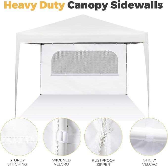 10x10 Pop Up Canopy Sidewall - 1 PC 300D Waterproof Attachable Tent Wall, Privacy Shade for Outdoor Events, Vendor Booths (Tent Not Included, with U-Shaped Window)