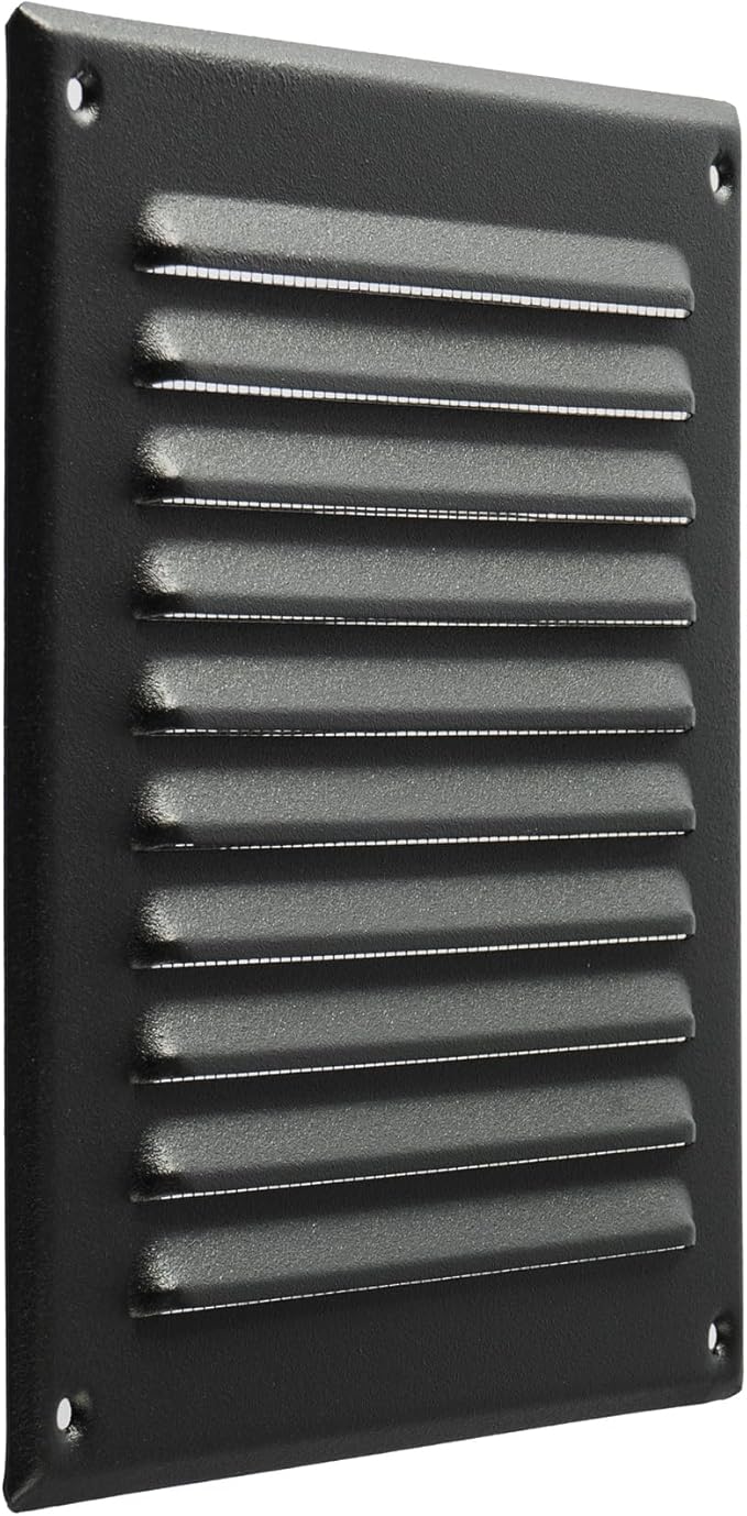 Vent Systems 6 x 6 Inch (Inner) - Pack of 2 - Black Vent Cover - Square Metal HVAC Return Air Grille with Mesh Screen - Register Wall Vent Duct Grill - Outdoor, Indoor, Crawlspace Exhaust Ventilation