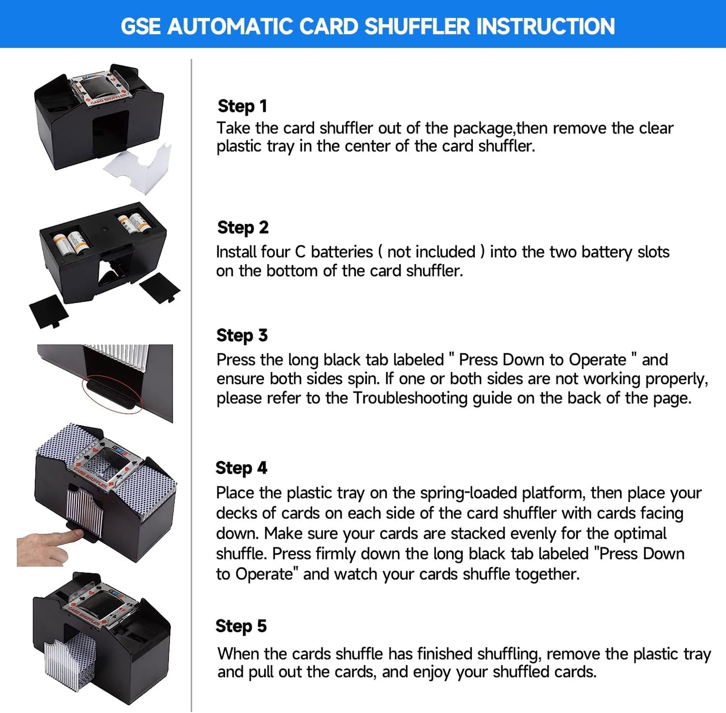 GSE Games & Sports Expert 4-Deck Automatic Card Shuffler, Battery-Operated Shuffler Machines for Playing Cards, Blackjack, Texas Hold'em, Canasta, UNO, Rummy, Bridge