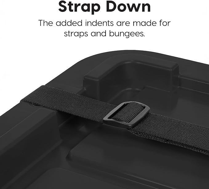 IRIS USA 4-Pack 12 Gallon Storage Bins with Lids |Made in USA| Heavy Duty Plastic Tote Containers for Truckbed Tool Box Organization, Large - Black
