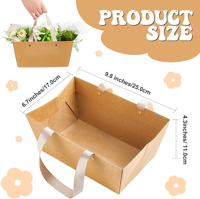 Pinkunn 48 Pcs Basket for Gifts Empty DIY Bulk Party Gift Basket Kit with Handles Market Trays for Packages Wrapping Wedding Party Anniversary Display(Brown,Classic)