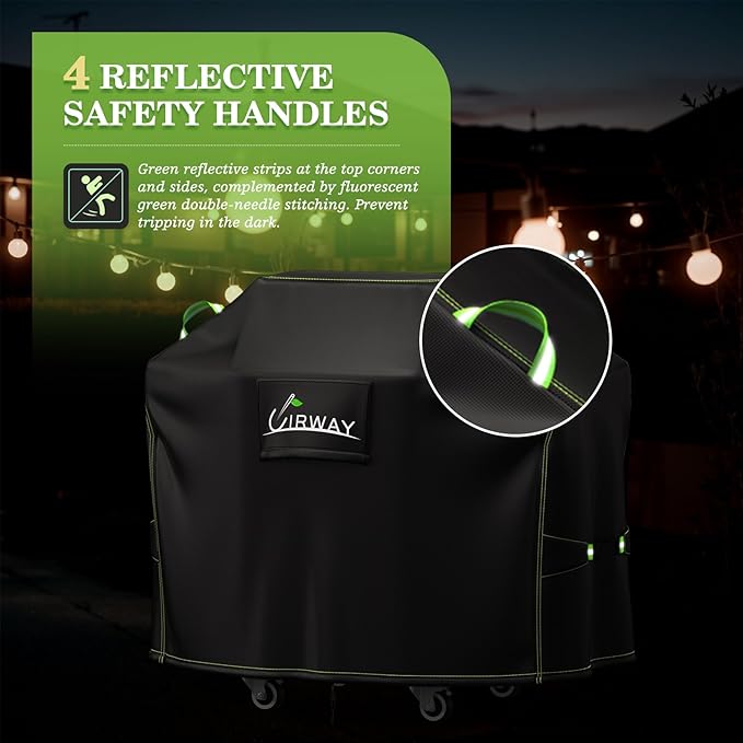 UIRWAY Grill Cover for Outdoor Grill 58 Inch, 600D Heavy Duty Waterproof BBQ Cover, UV & Fade Resistant Gas Grill Covers with Reflective Strip and Air Vent, Black