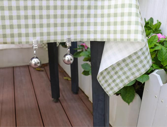4 Pack Heavy Duty Tablecloth Weights, Rust Proof Stainless Steel Balls with Clips, Weights for Curtain, Outdoor Picnic Table, Flags, 10oz