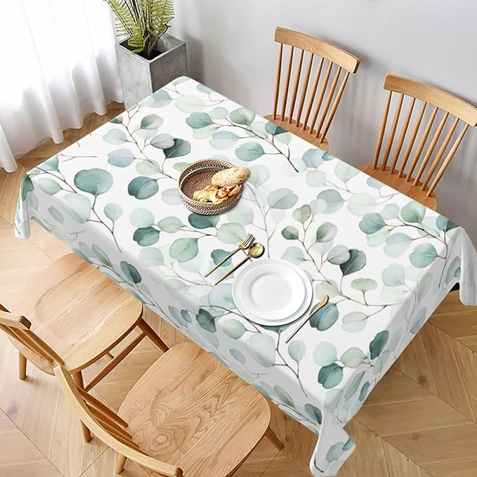 Worltoldb Eucalyptu Tablecloths Polyester Table Cloth for Kitchen Dinning Table Washable Table Cover for Parties Wedding Picnic
