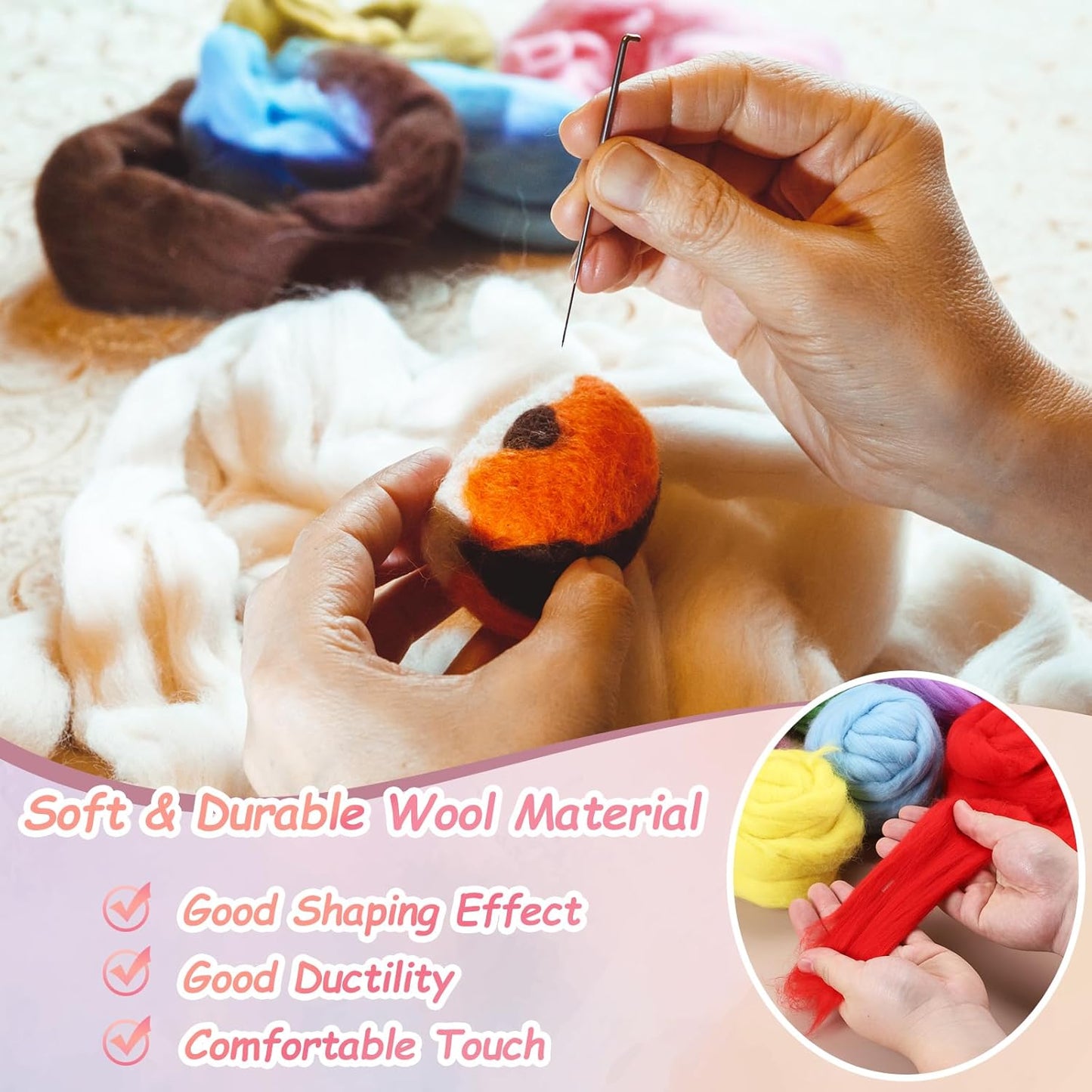 PATIKIL Wool Roving Yarn, 150G/5.3OZ Soft Felting Wool Pure Chunky Roving Yarn Bulk for Needle Felting Knitting Blanket Spinning Weaving DIY Craft, Yellow