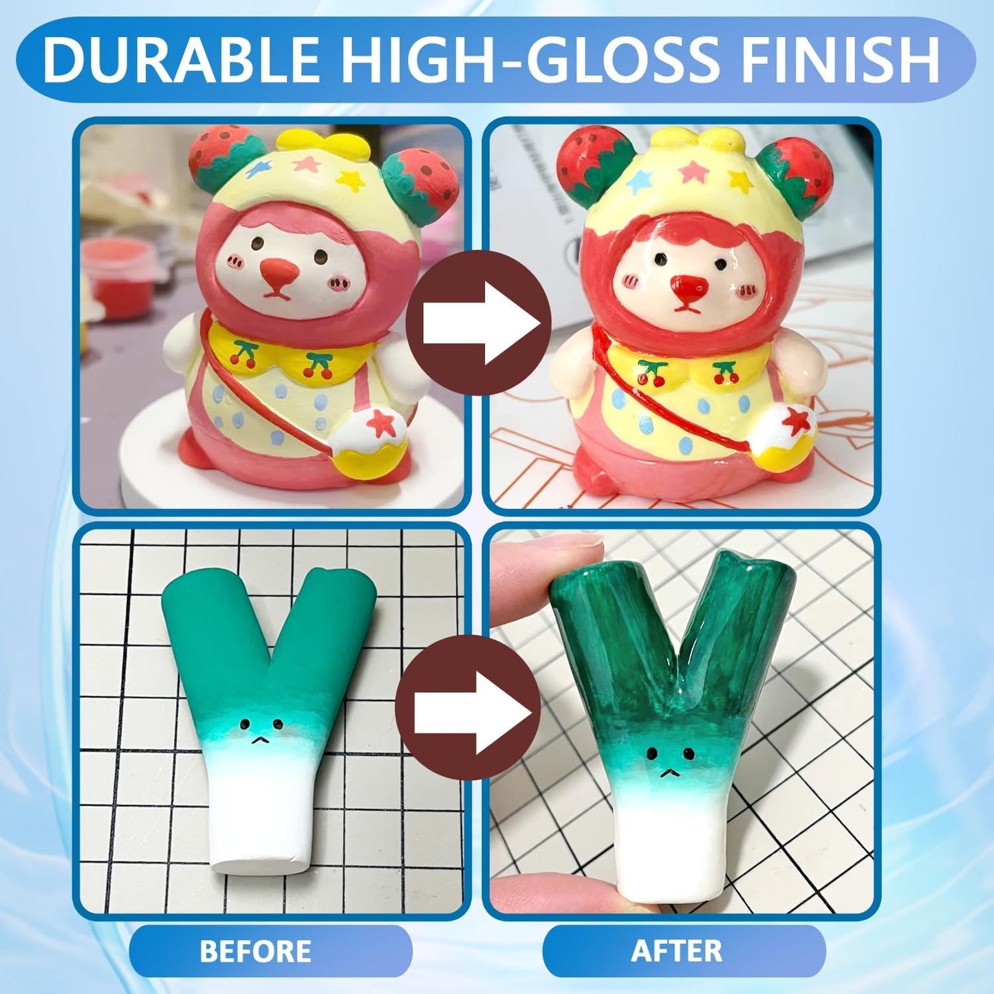 3 Packs Air Dry Clay Varnish, 180ml Air Dry Clay Glaze, Polymer Clay Glaze, High Gloss Clay Sculpture Sealant for Air Dry Clay Pottery Waterproof Scratch Resistant Varnish for Clay (60ML X 3Pack)