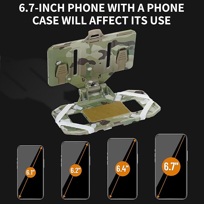 Tactical Molle Phone Holder for Plate Carrier Vest, Quick Release & Adjustable Phone Mount, Compatible with 4.7-6.7 inch Smart Phones, Durable Tactical Accessories for Outdoor Enthusiasts