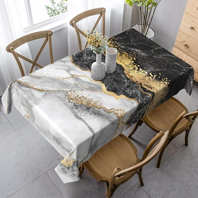 Worltoldb Marble Print Tablecloths Polyester Table Cloth for Kitchen Dinning Table Modern Washable Table Cover for Parties Wedding Picnic