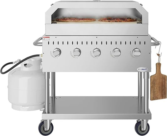 KoolMore 36 in. Commercial Outdoor Propane Grill With Pizza Oven, ETL Listed in Stainless-Steel (CGKIT3-36P)