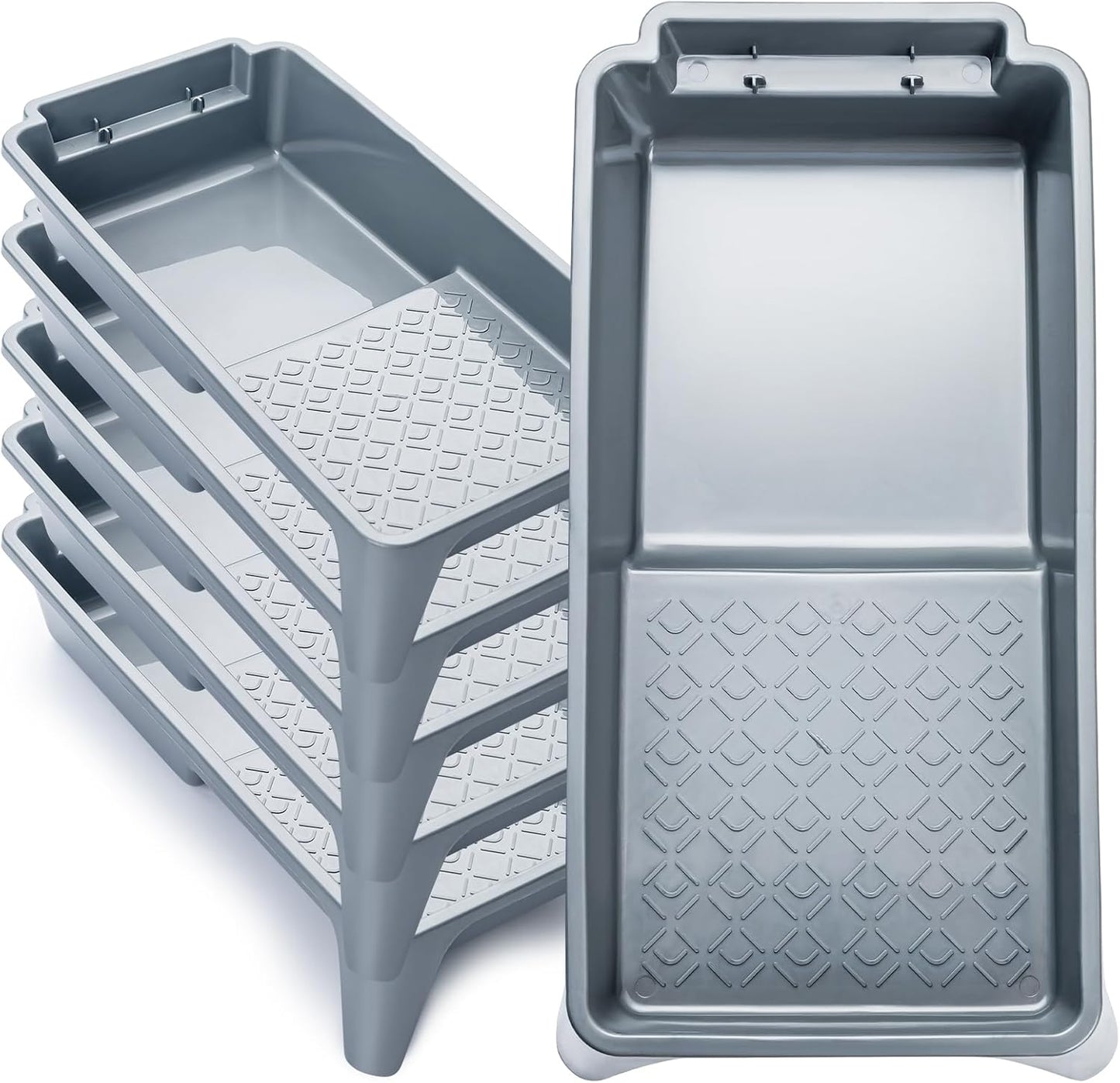 Mister Rui Paint Tray 4 Inch, 5 Pack, Plastic Paint Tray, Textured Paint Roller Tray, Small Paint Trays for Painting