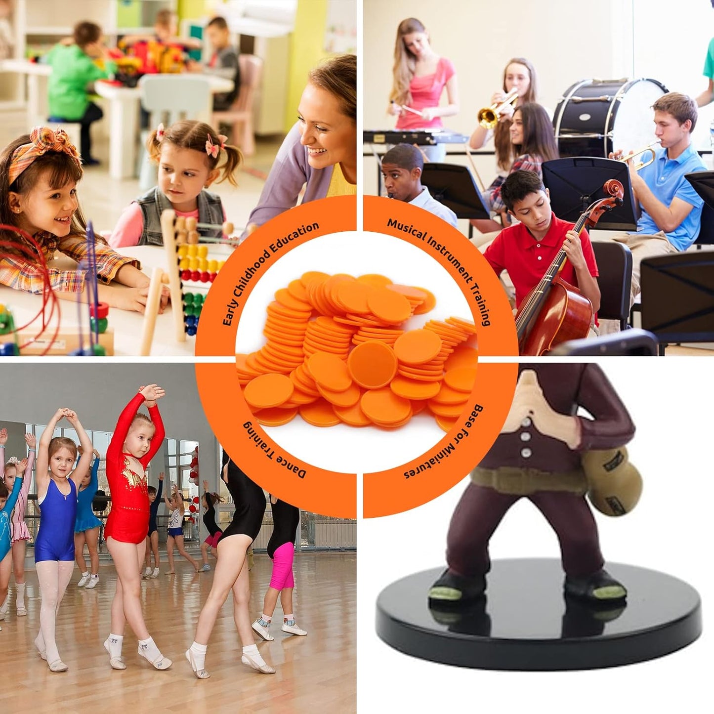 Set of 100 Opaque Plastic Learning Counters Mini Poker Chips Game Tokens with Storage Box (Orange, 1 Inch)