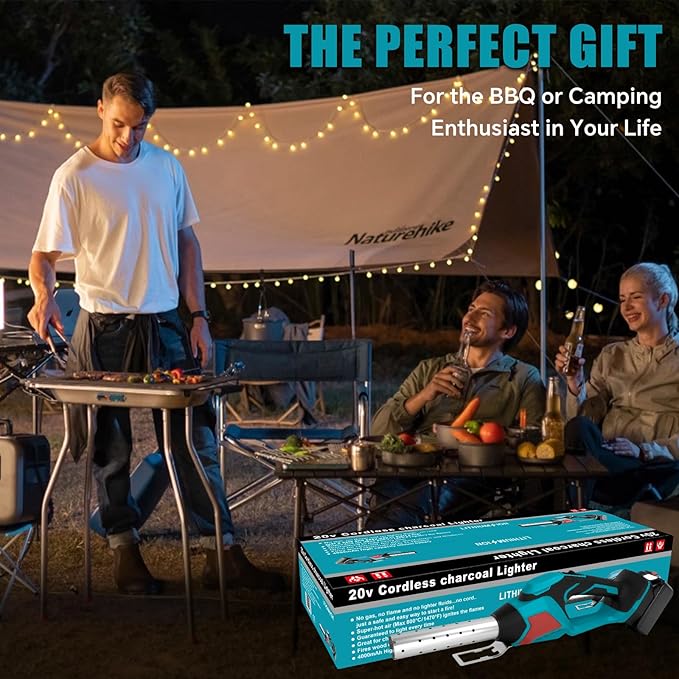 LouSdZoke Cordless Fire Starter Compatible for Makita 18V Battery,1472℉ in 60 Seconds,Chemical Free Heated,Electric Charcoal Starter with Air Blower for Grill,BBQ,Campfire (No Battery)
