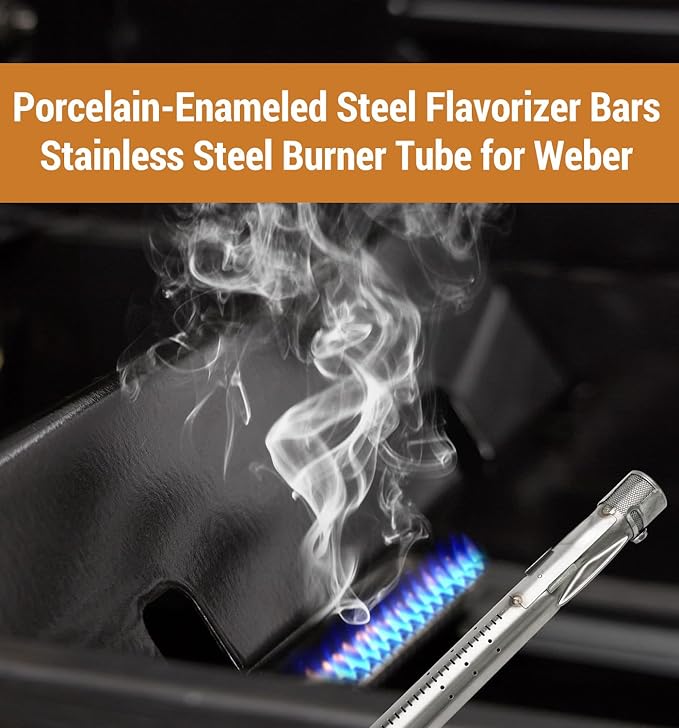 Grill Replacement Parts for Weber Spirit II 300 Series, GS4 Spirit II E310 E320 E330 S310 S320 S330 68950 (Front-Mounted Control), 15.3" Flavorizer Bars 7636 and 18" Burner Tubes Set 69787