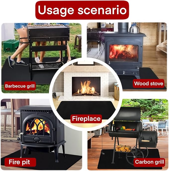 60x40 Inch Under Grill Mats for Outdoor Grill, Double-Sided Fireproof Waterproof Oil-Proof BBQ Mat for Fire Pit, Deck & Patio Protector Mat