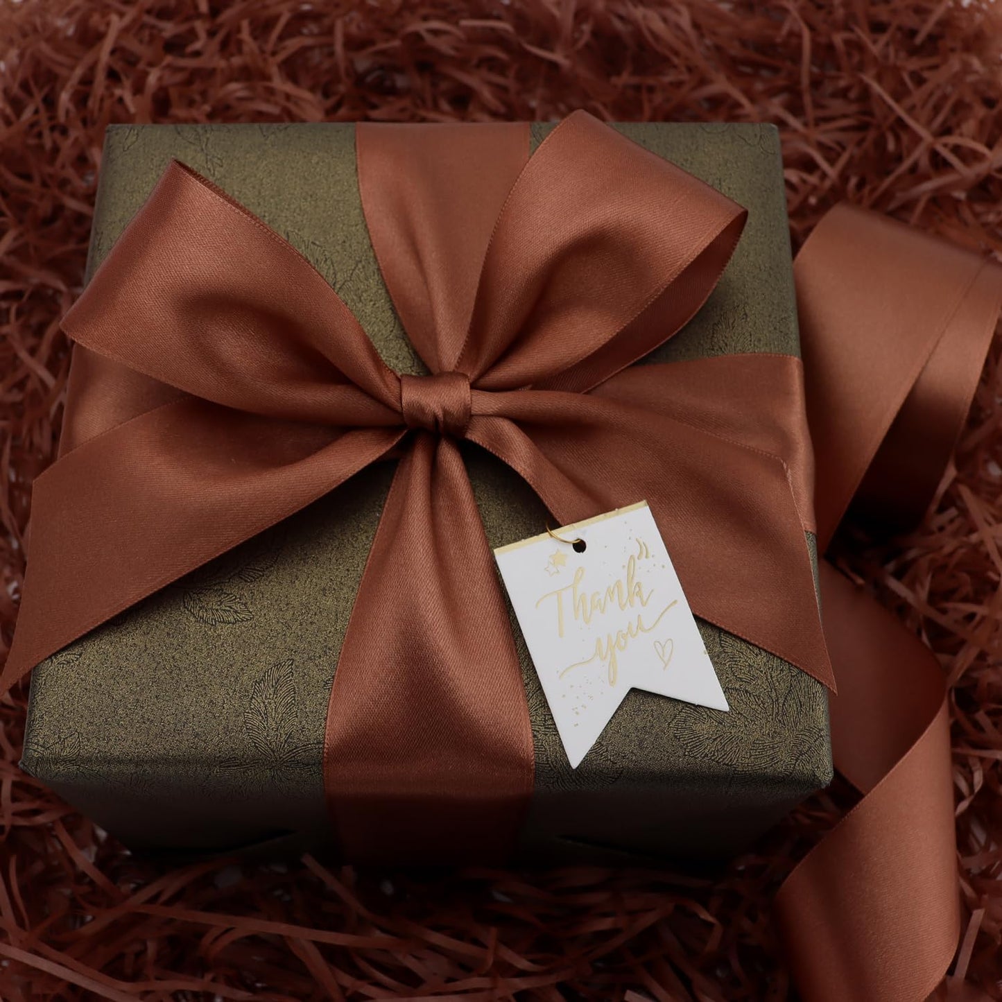 Brown Solid Satin Ribbon 2 Inch 25 Yards Solid Polyester Fabric Ribbon for Gift Wrapping Wedding Christmas Baby Shower Birthday Party Decoration Handmade Immortal Flower Craft